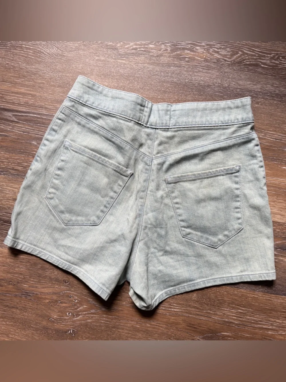 Anthropologie Light Wash Denim Shorts Size 8 Double Buttons Pockets - Picture 2 of 6